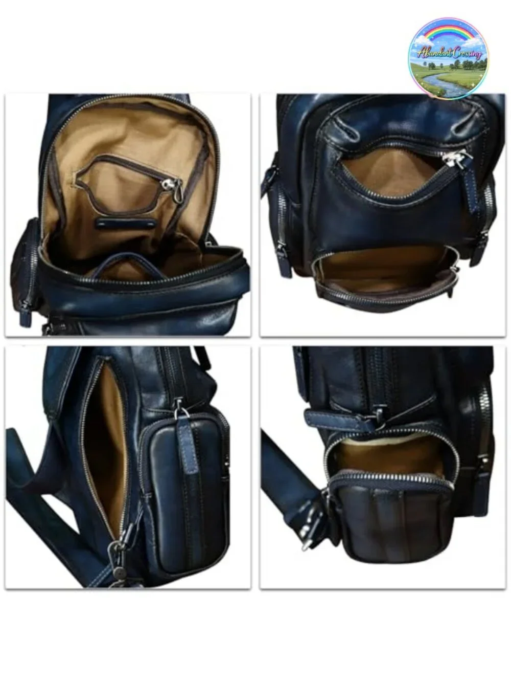 Genuine Leather Sling Bag Crossbody Hiking Daypack Handmade Chest Bag